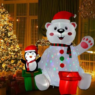 Urs Polar gonflabil,iluminat LED, de exterior, 182cm, decoratiune Craciun